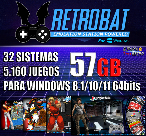 SISTEMA ARCADE RETROBAT 57GB PARA WINDOWS